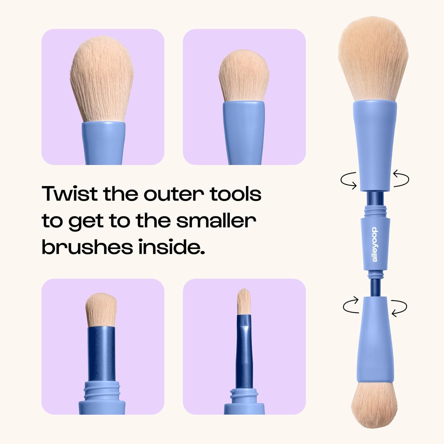 Detalle de Alleyoop Retractable Makeup Brush Set 4-in-1