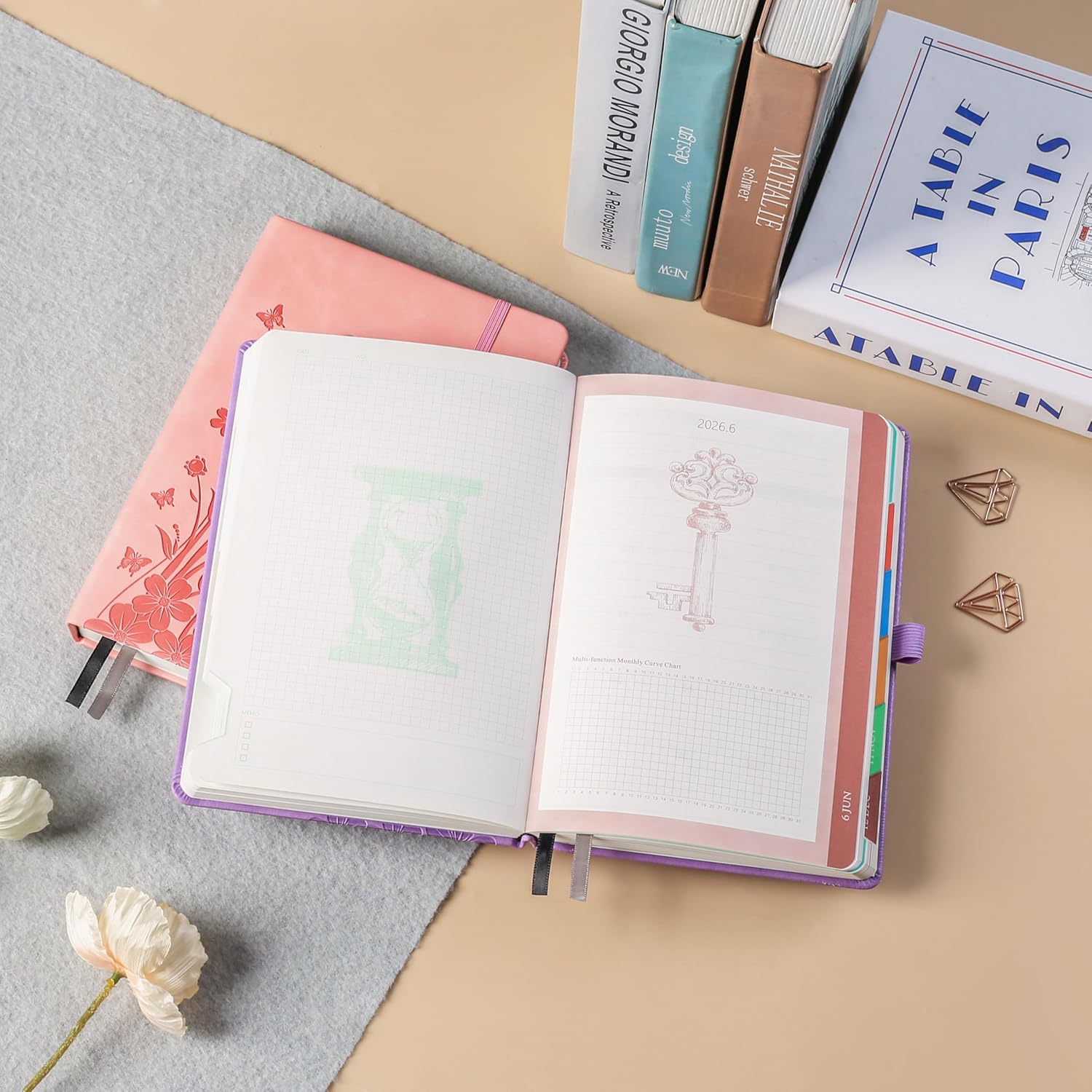 Thumbnail 2 de Academic Diary 2026–2027 A5 Day to Page (Pink) Hardback Planner with Pen Holder