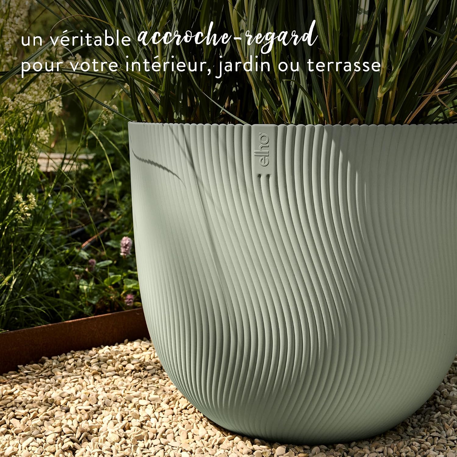 Detalle de Elho Sereh Rond 30cm Pot de Fleur - Nordic Green | Ø 29,5 cm × H 25,3 cm