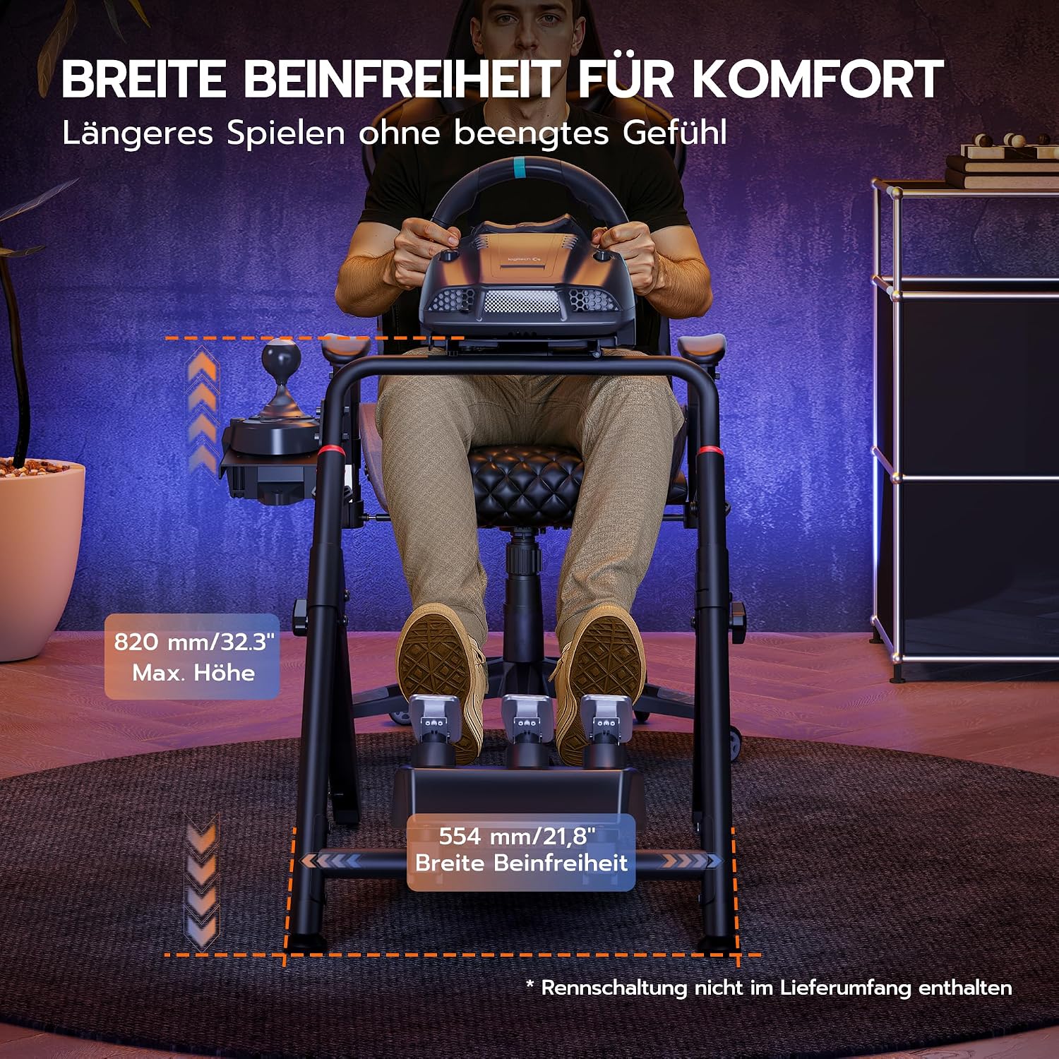 Thumbnail 5 de ARES WING Lenkradständer – stabiler, klappbarer Racing-SIM-Cockpit-Ständer, kompatibel mit Fanatec, Thrustmaster, Logitech, Moza & mehr