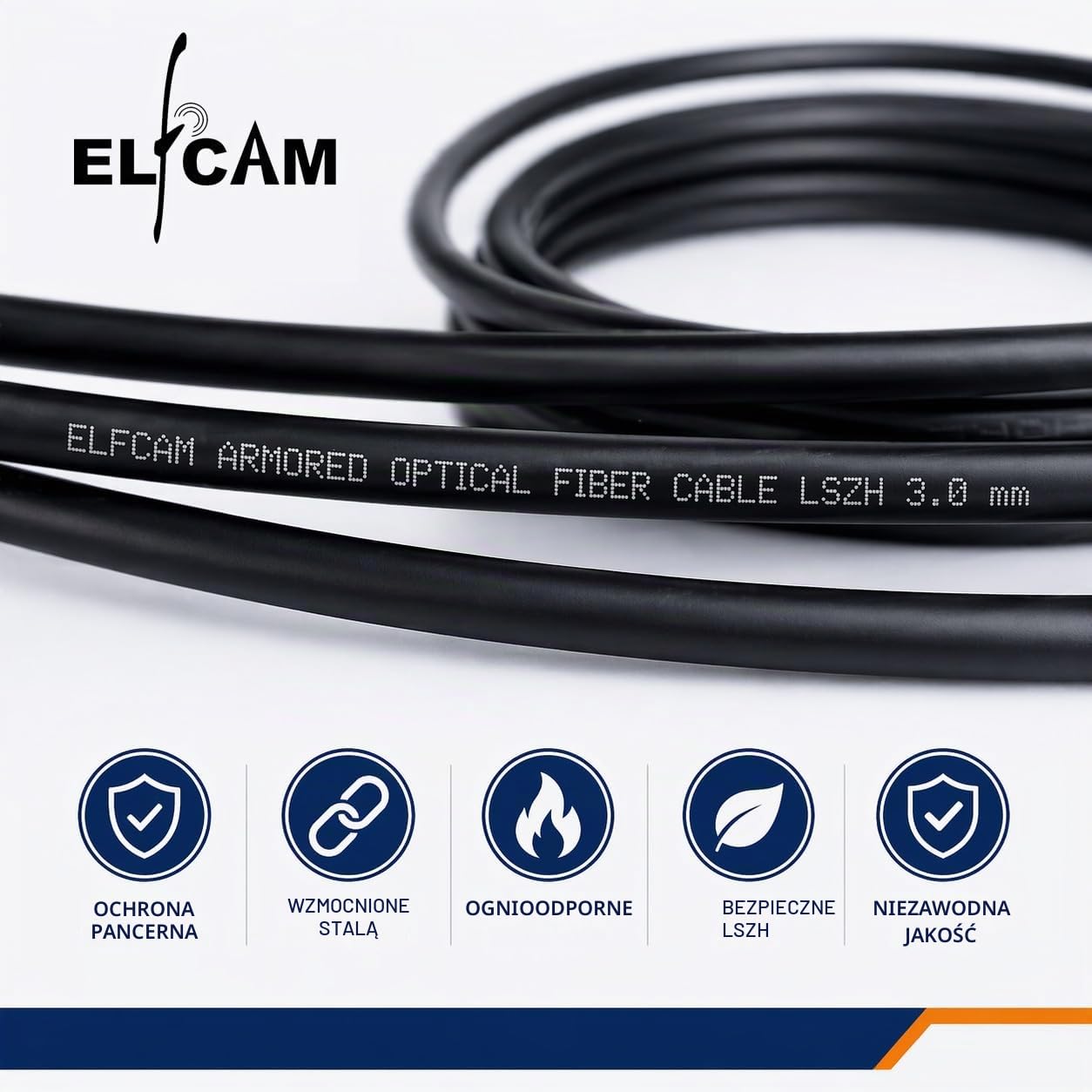 Detalle de Elfcam® kabel światłowodowy LC/UPC–LC/UPC OM3 100 m, duplex, opancerzony LSZH