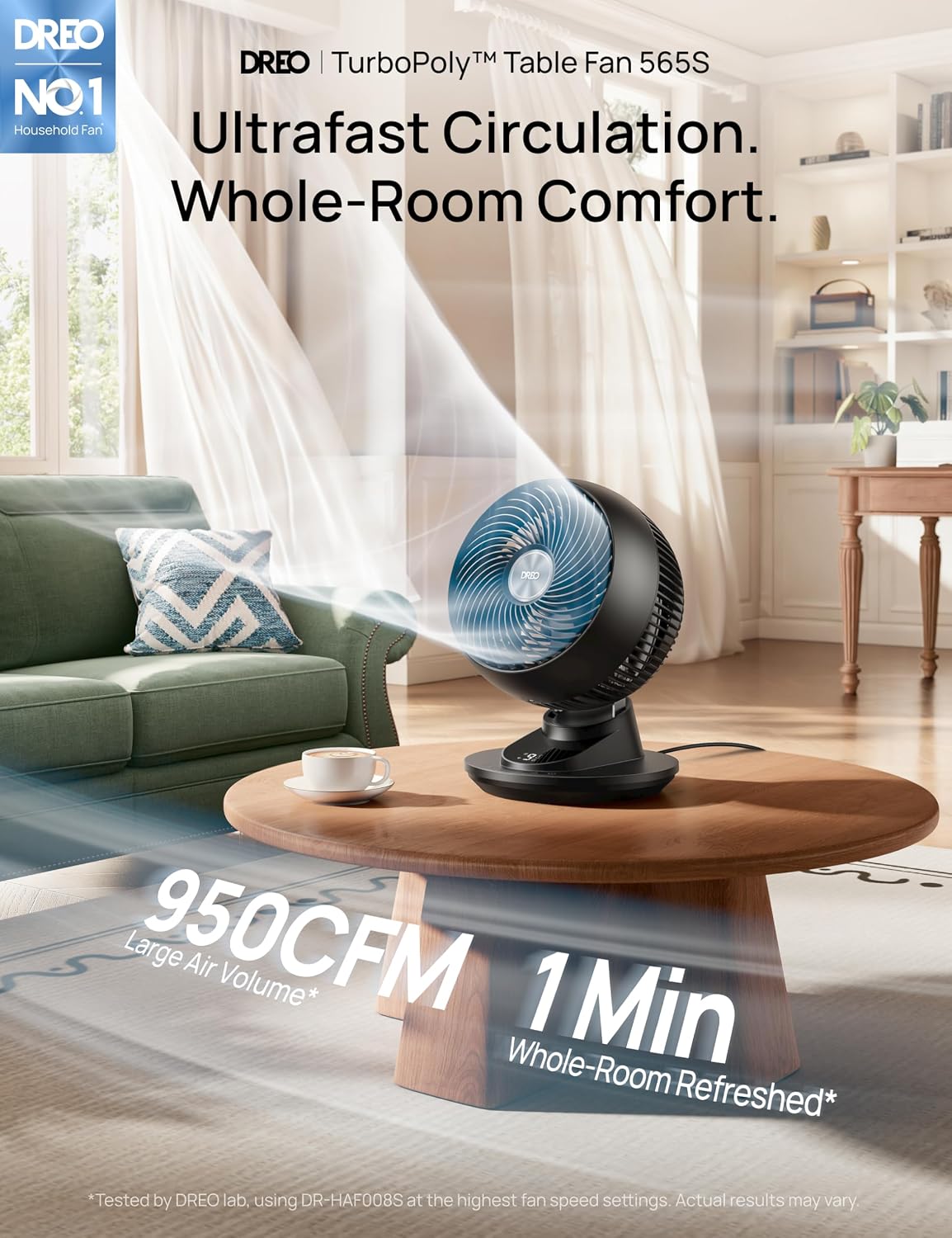Detalle de DREO Smart Fan for Bedroom (Desk Fan, 12 Inches) with App/Voice Control, 90° Oscillation, 20 dB Quiet, 9 Speeds