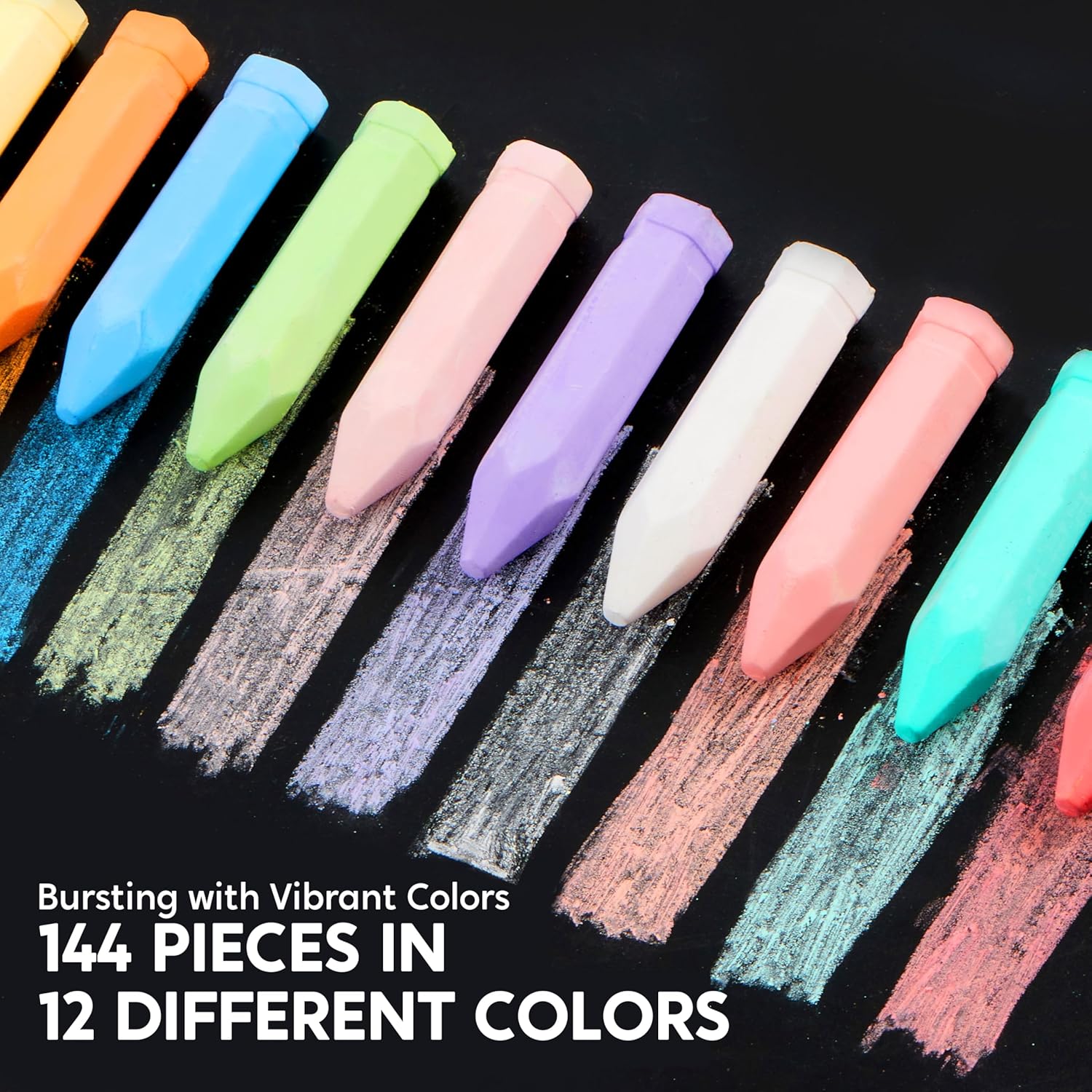 Thumbnail 1 de JOYIN 144-Piece Cone Shaped Washable Sidewalk Chalk (12 Colors) — Non-Toxic Jumbo Outdoor & Classroom Chalk