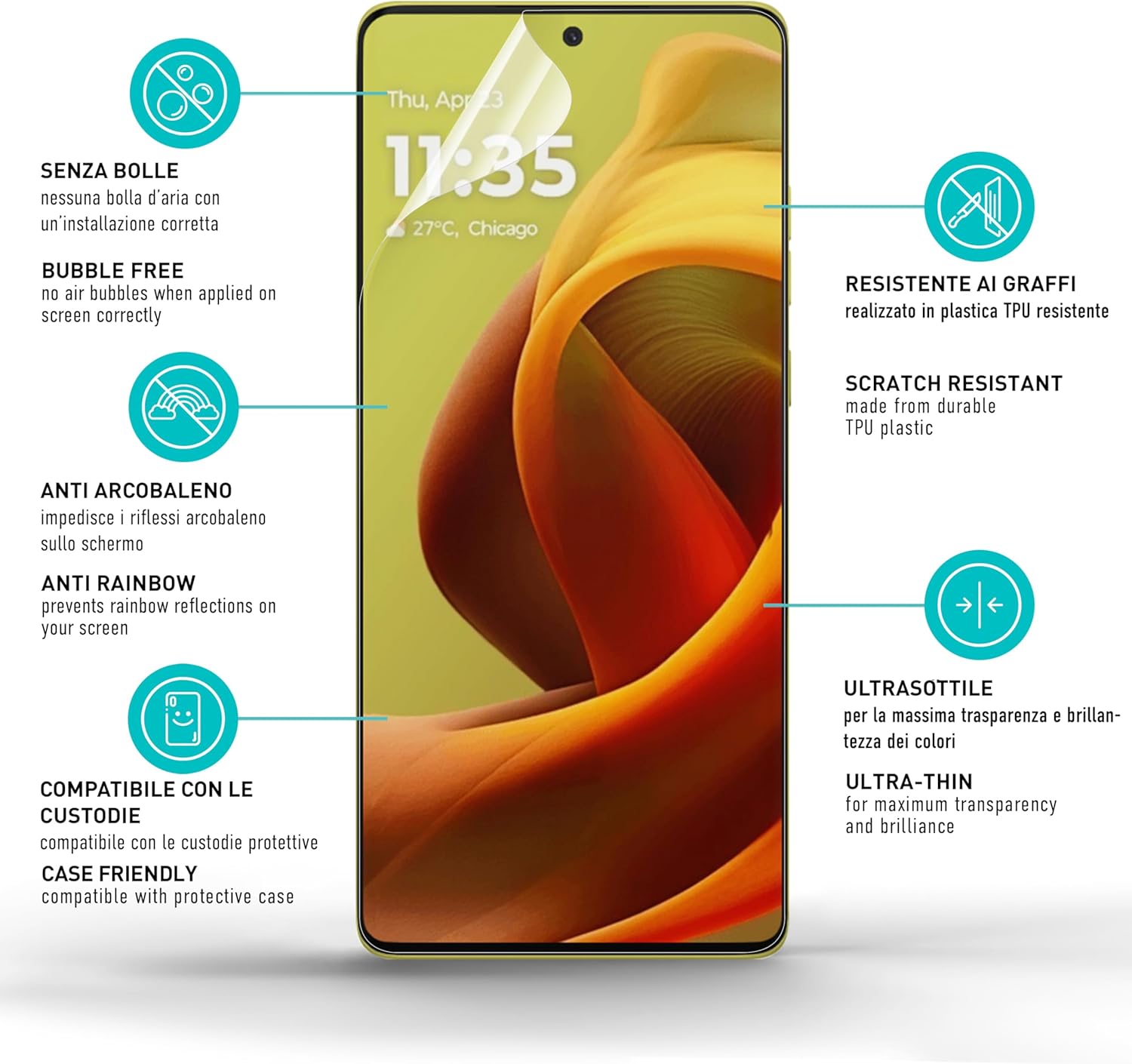 Thumbnail 4 de smartect Pellicola Protettiva TPU per Motorola Moto G85 5G (2 pezzi) – Full Cover, anti-bolle e anti-impronte