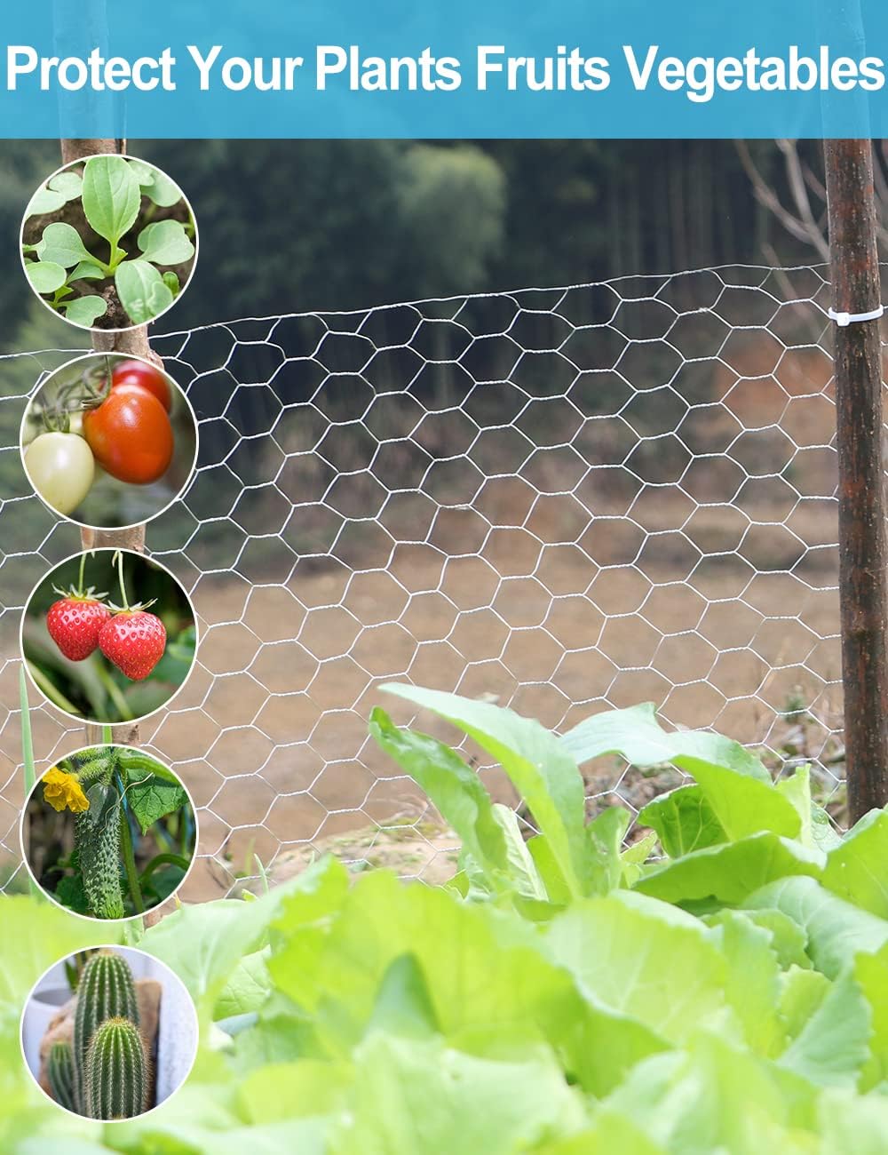 Detalle 2 de TOYPOPOR Chicken Wire 40cm x 10m: Outdoor Anti-Rust Hexagonal Galvanized Fence for Gardens