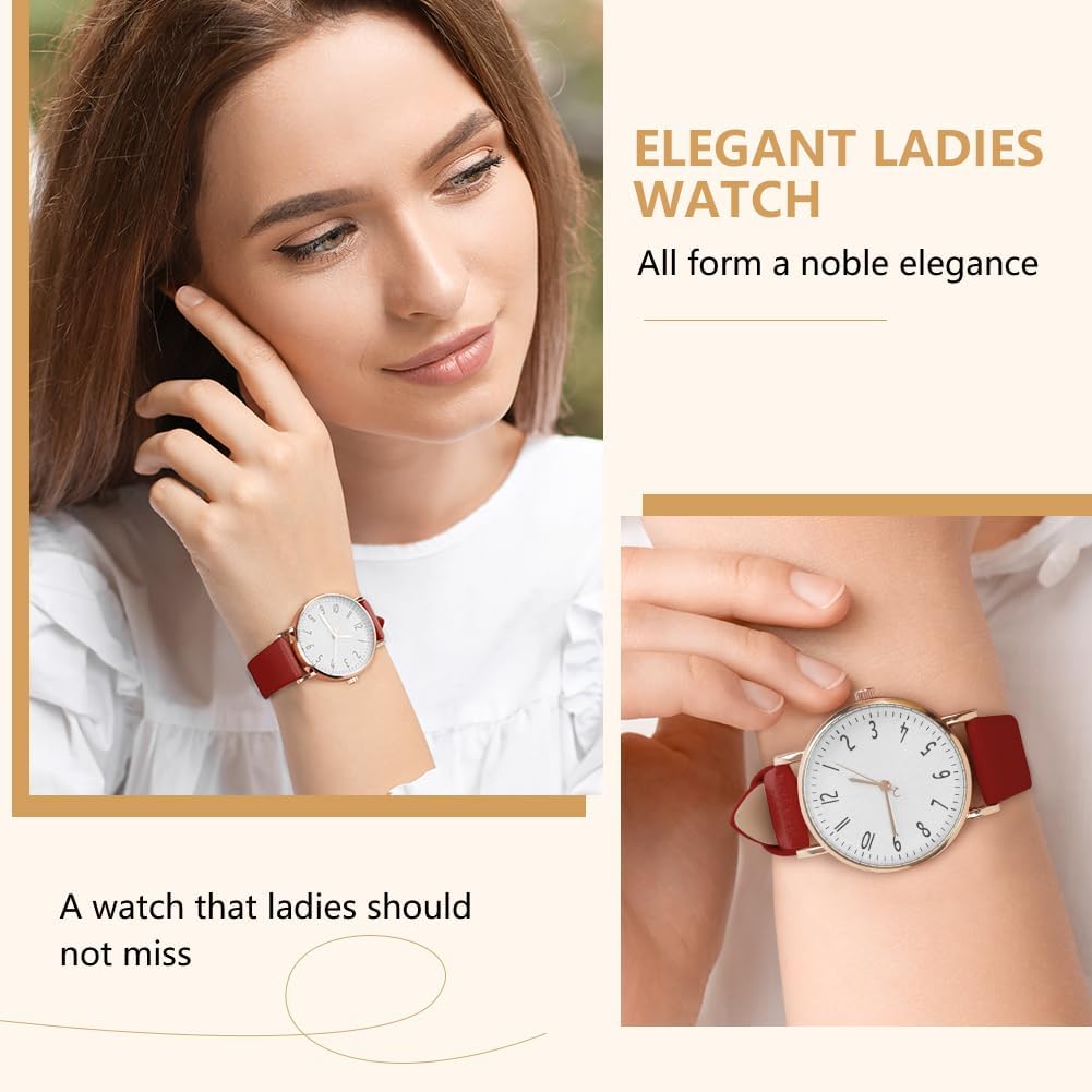 Detalle de OFFCUP Orologio da Donna analogico al quarzo con cinturino in pelle e movimento a tre lancette