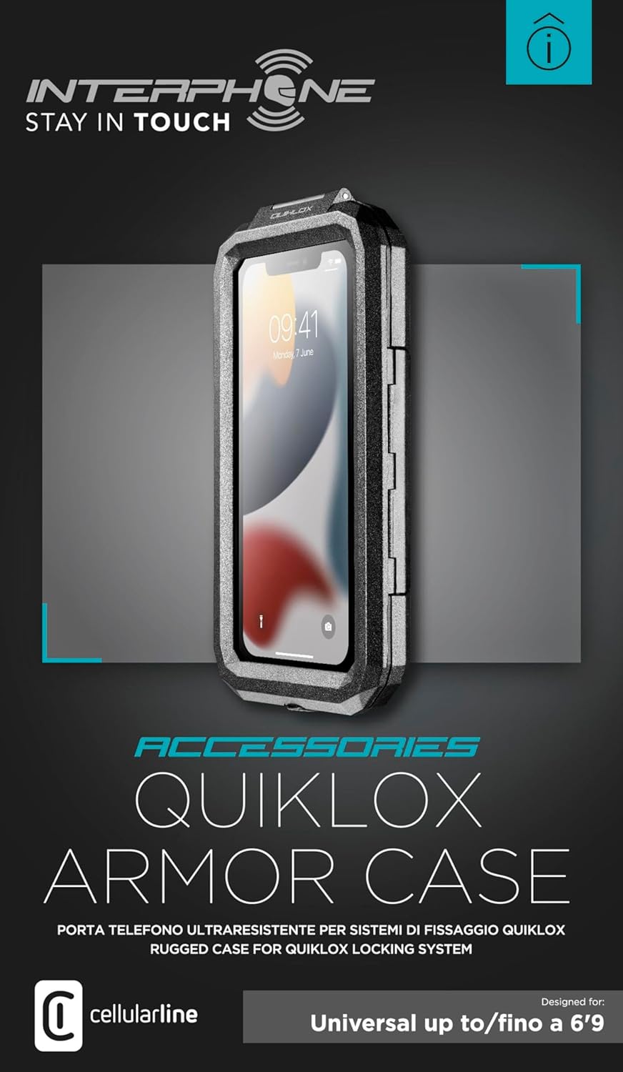Detalle 2 de Interphone Étui Rigide Étanche Universel pour Smartphone QUIKLOX jusqu'à 6,9