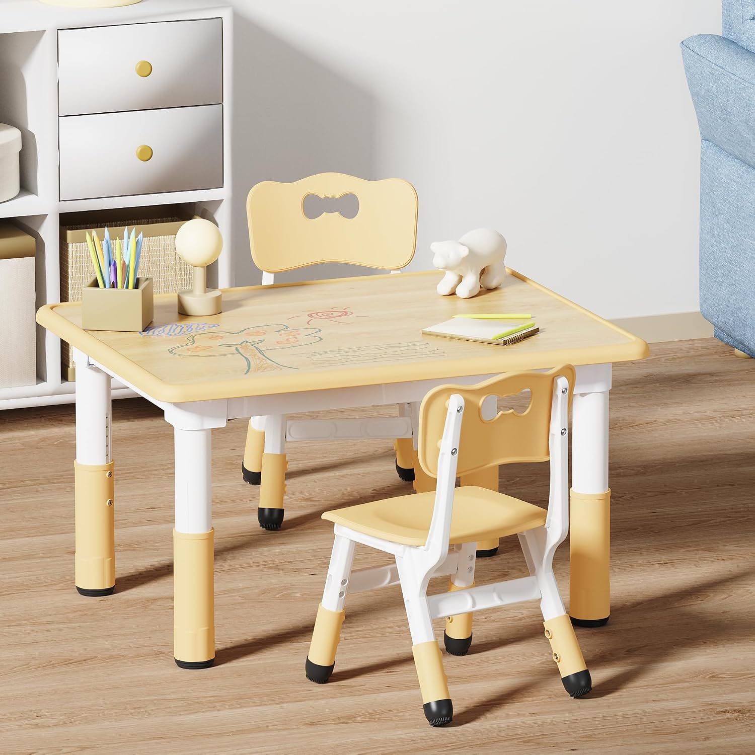 Thumbnail 6 de Brelley Adjustable Toddler Table and Chair Set, Beige, 31.5" x 23.6