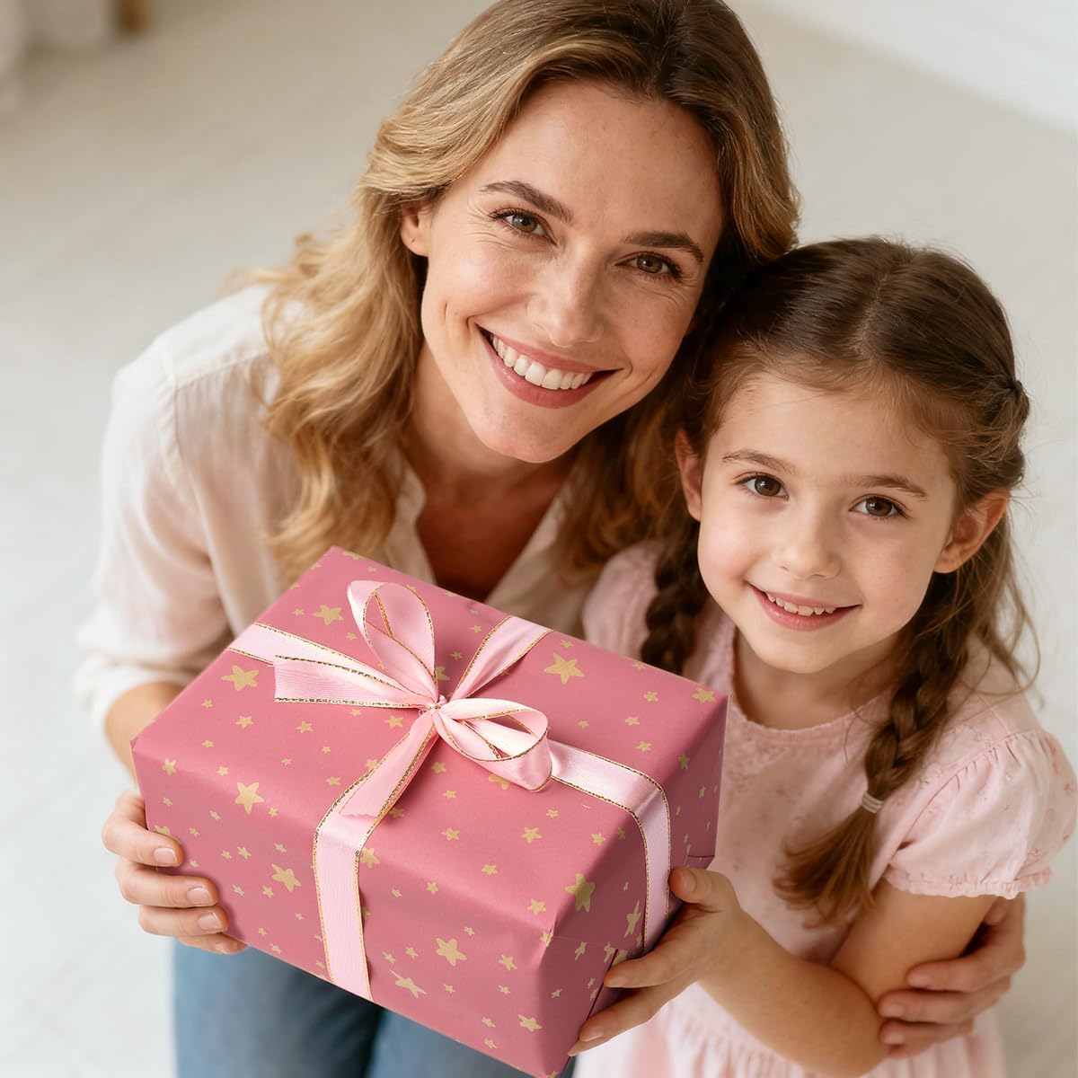 Thumbnail 5 de Pink Star Kraft Wrapping Paper Roll 43cm x 15m