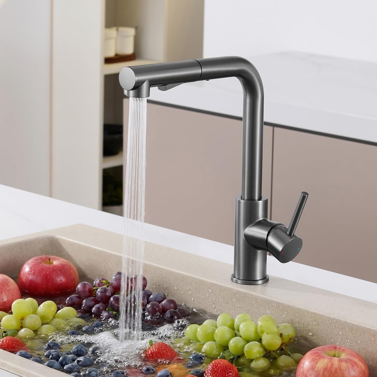 Thumbnail 6 de Sofetiy Küchenarmatur mit ausziehbarer Brause (2 Strahlarten) – Edelstahl 304, 360° drehbar, Gunmetal