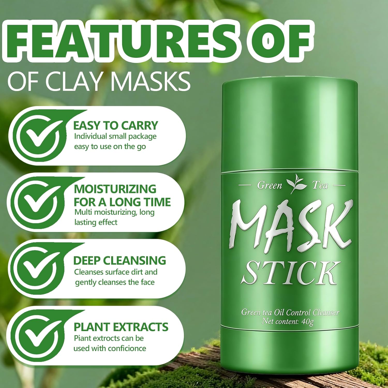 Detalle de Green Mask Stick 2 Pack máscara té verde