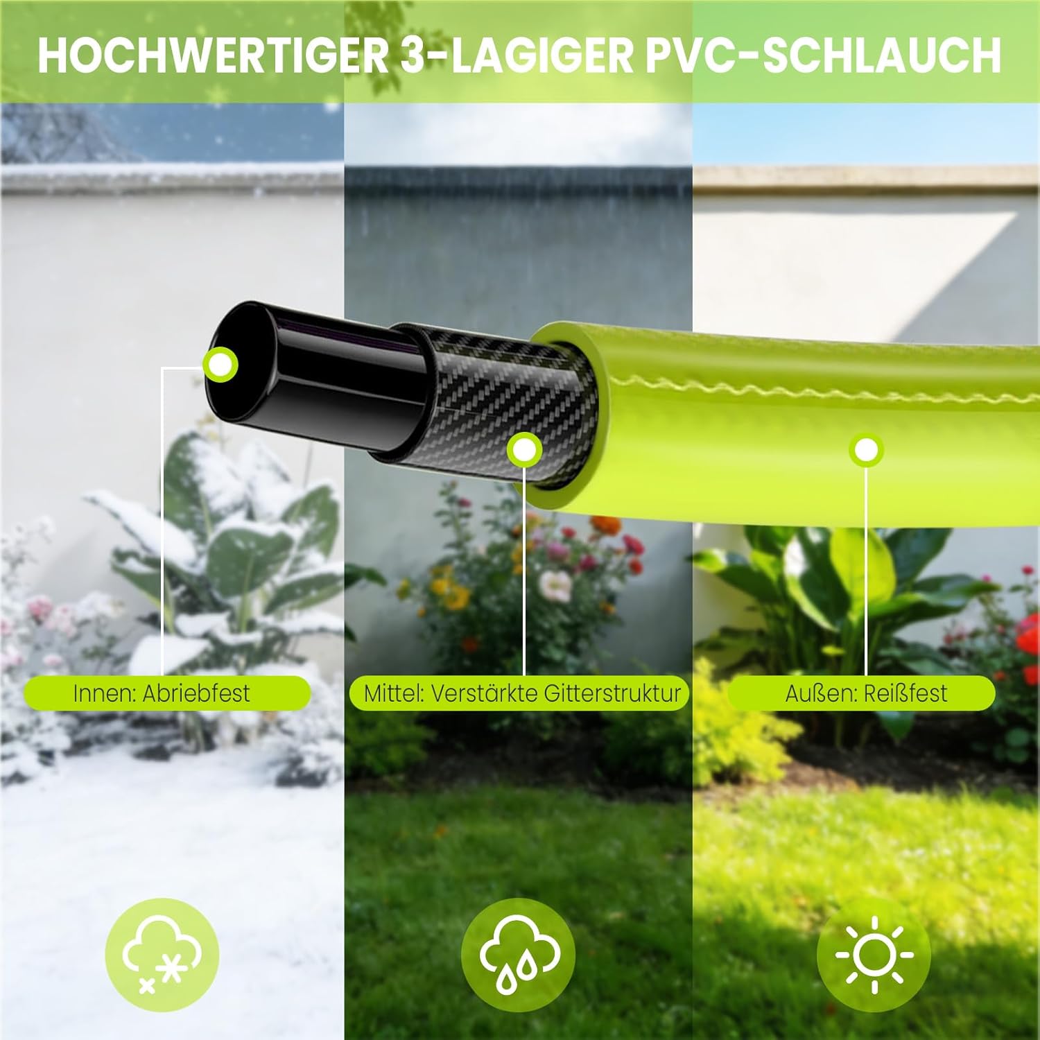 Thumbnail 6 de Bietor Schlauchtrommel Wasser 45m + 2m – Automatische Aufrollung, 180° Wandhalterung und 10-funktionen Sprühdüse