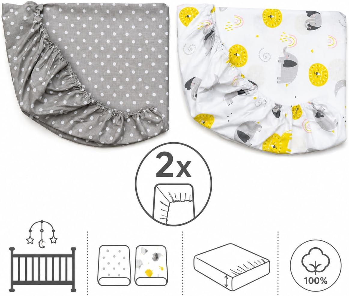Thumbnail 3 de FlyIdeas Set 2 Lenzuola con Angoli per Lettino 140x70 cm – 100% Cotone Morbido e Traspirante