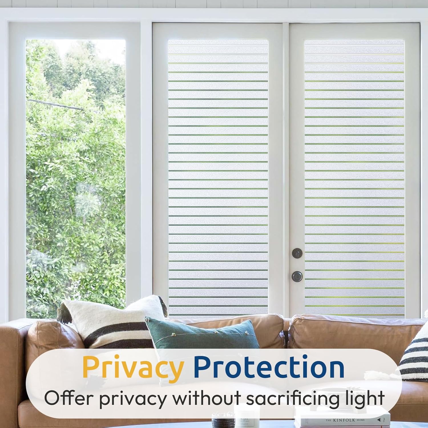 Detalle de rabbitgoo Window Film Privacy Film for Glass Windows (90 x 200 cm) – Frosted, No Glue, UV Protection