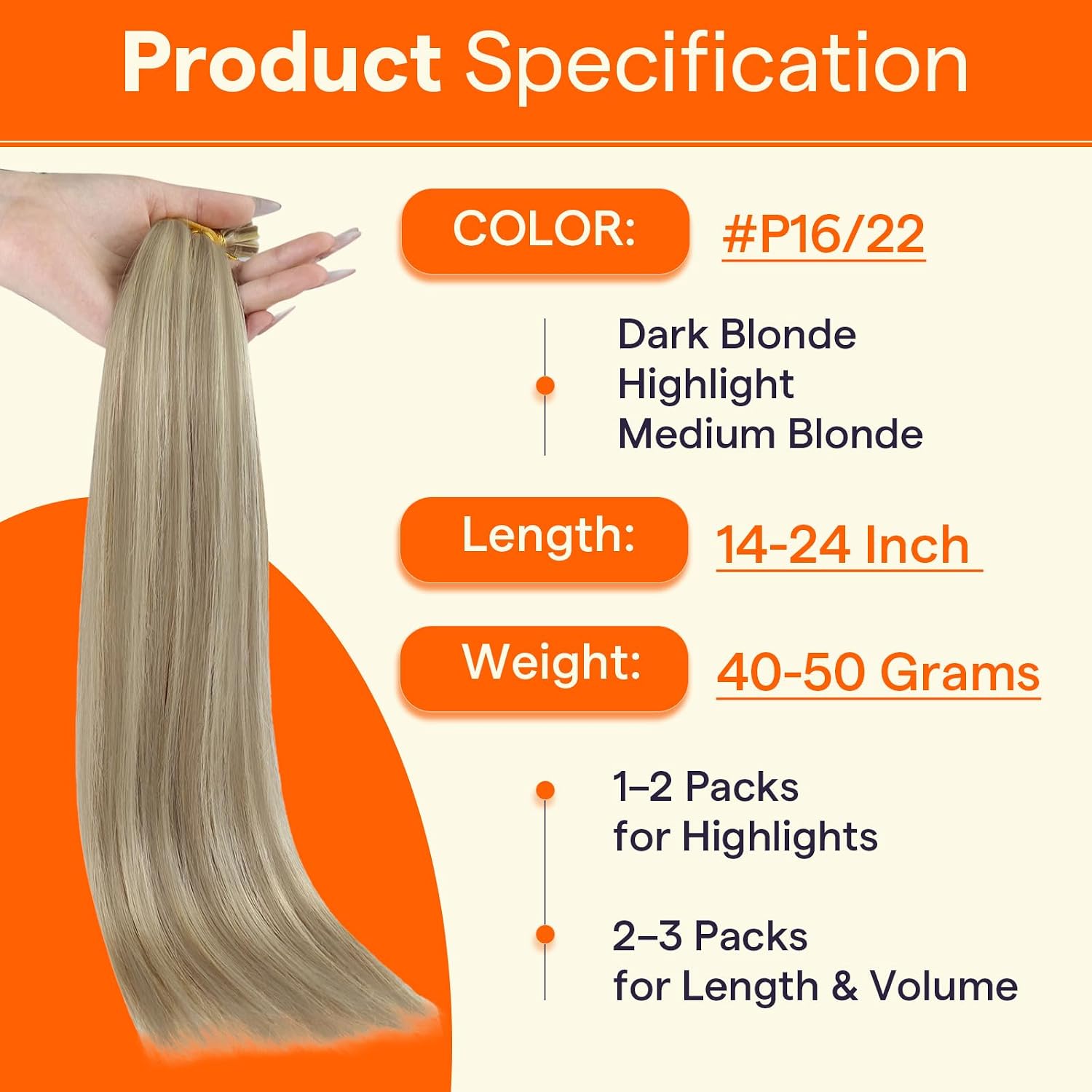 Detalle 2 de Full Shine U Tip 14 Inch Keratin Extensions 40g ๐โ