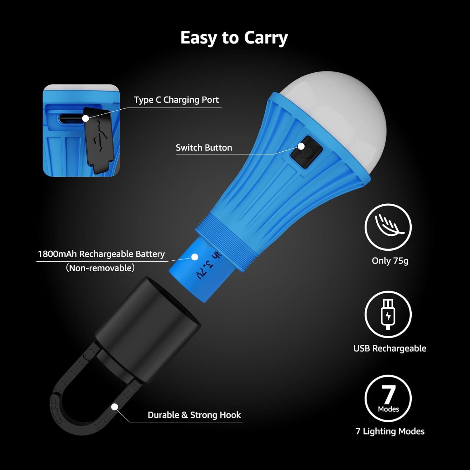 Detalle 2 de Lepro rechargeable camping light 75 g