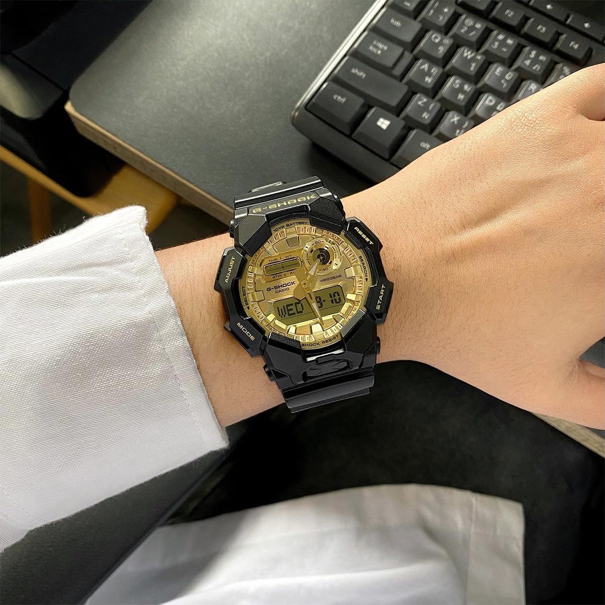 Thumbnail 5 de Casio Herren G-Shock Analog-Digital Quarz Uhr Schwarz/Gold – 50 mm Gehäuse, 20 bar
