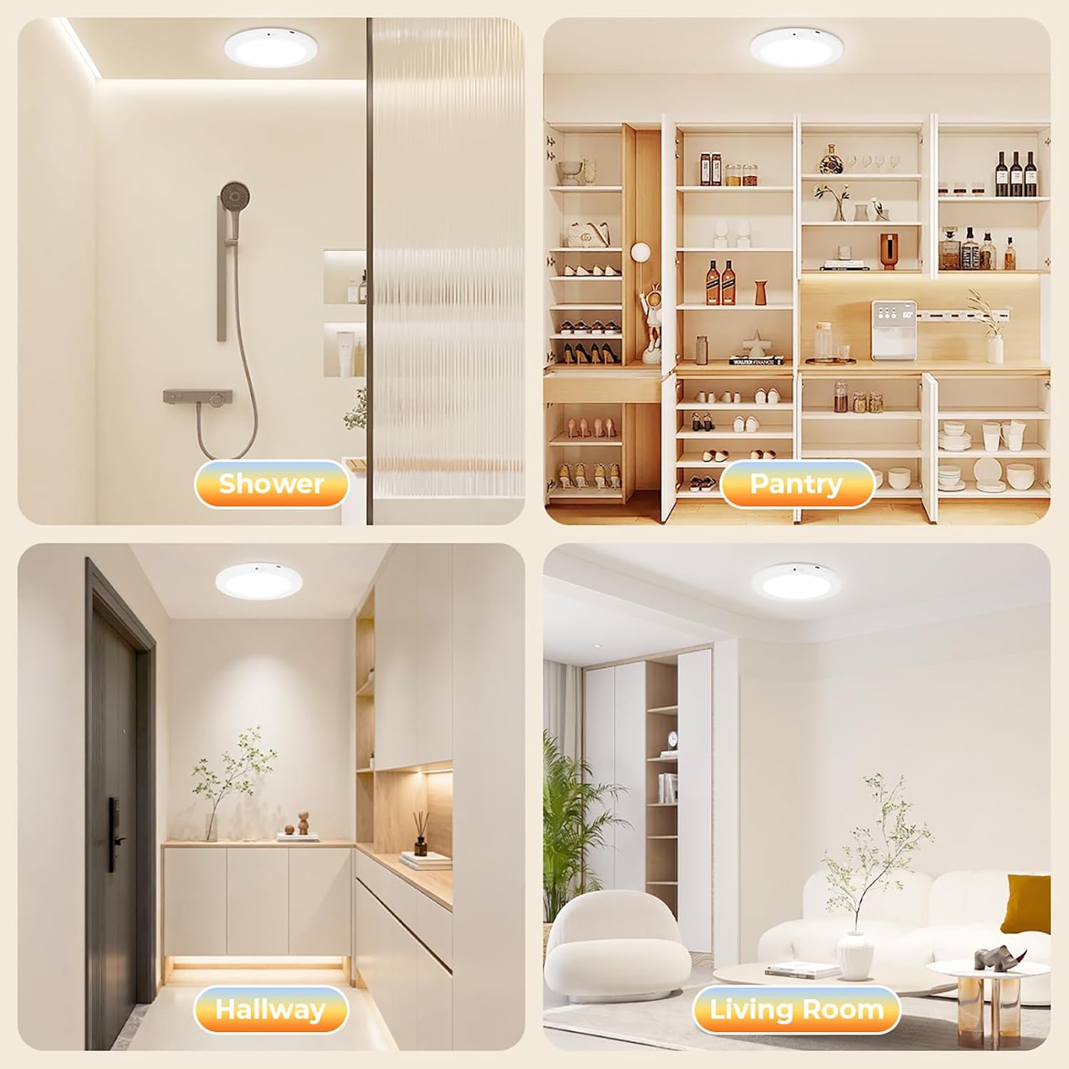 Thumbnail 6 de Givryes 2-Pack Rechargeable Magnetic LED Ceiling Lights with Remote