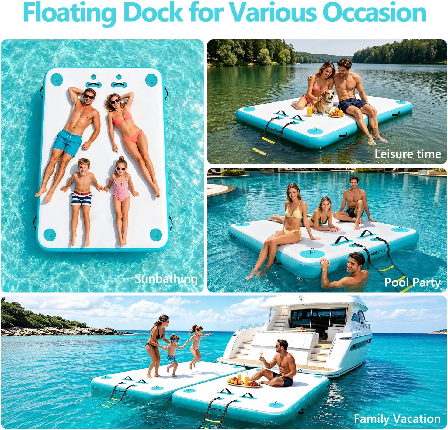 Detalle de VOFiTNY Inflatable Floating Dock — 5x6/6x8/10x6/12x6 options for lakes and oceans