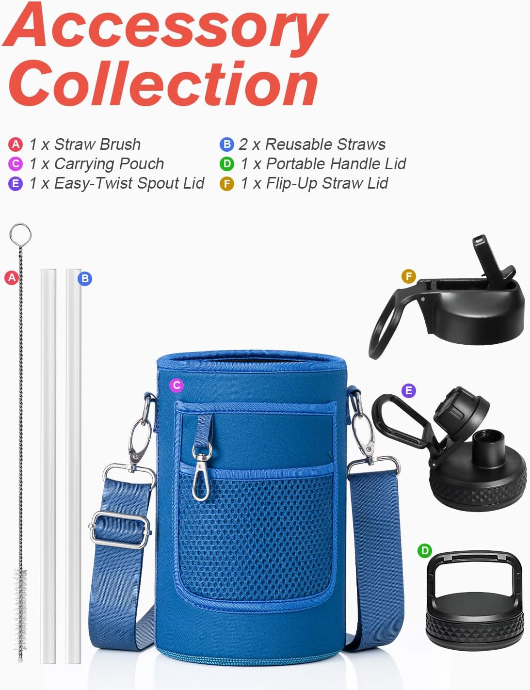Thumbnail 6 de Coolflask Long-lasting Insulated Water Bottle, 64 oz, Triple-Wall, King's Blue