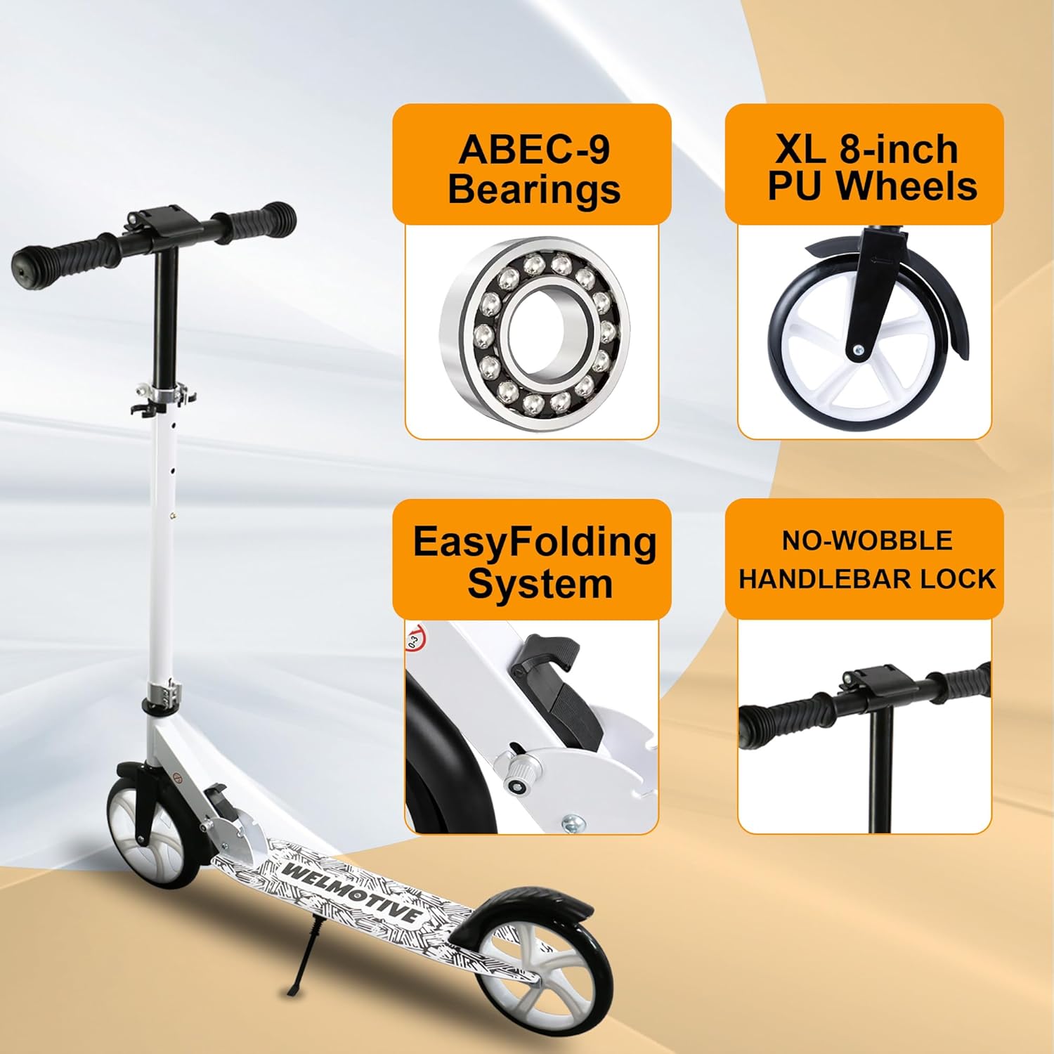 Thumbnail 3 de Kick Scooter for Kids (Ages 6+) to Adults – Adjustable Handlebars, Rear Brake & Big Wheel Foldable