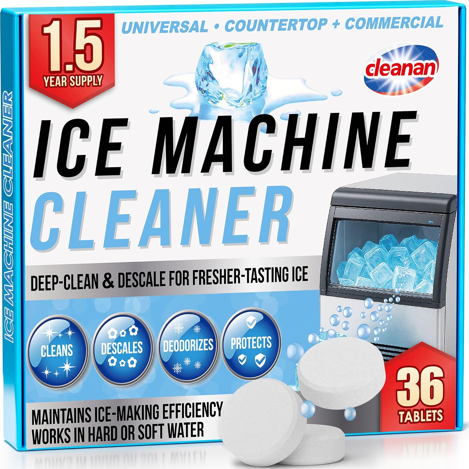 Detalle de cleanan Ice Machine Cleaner Tablets, Citric Acid Descaler, 36 Count