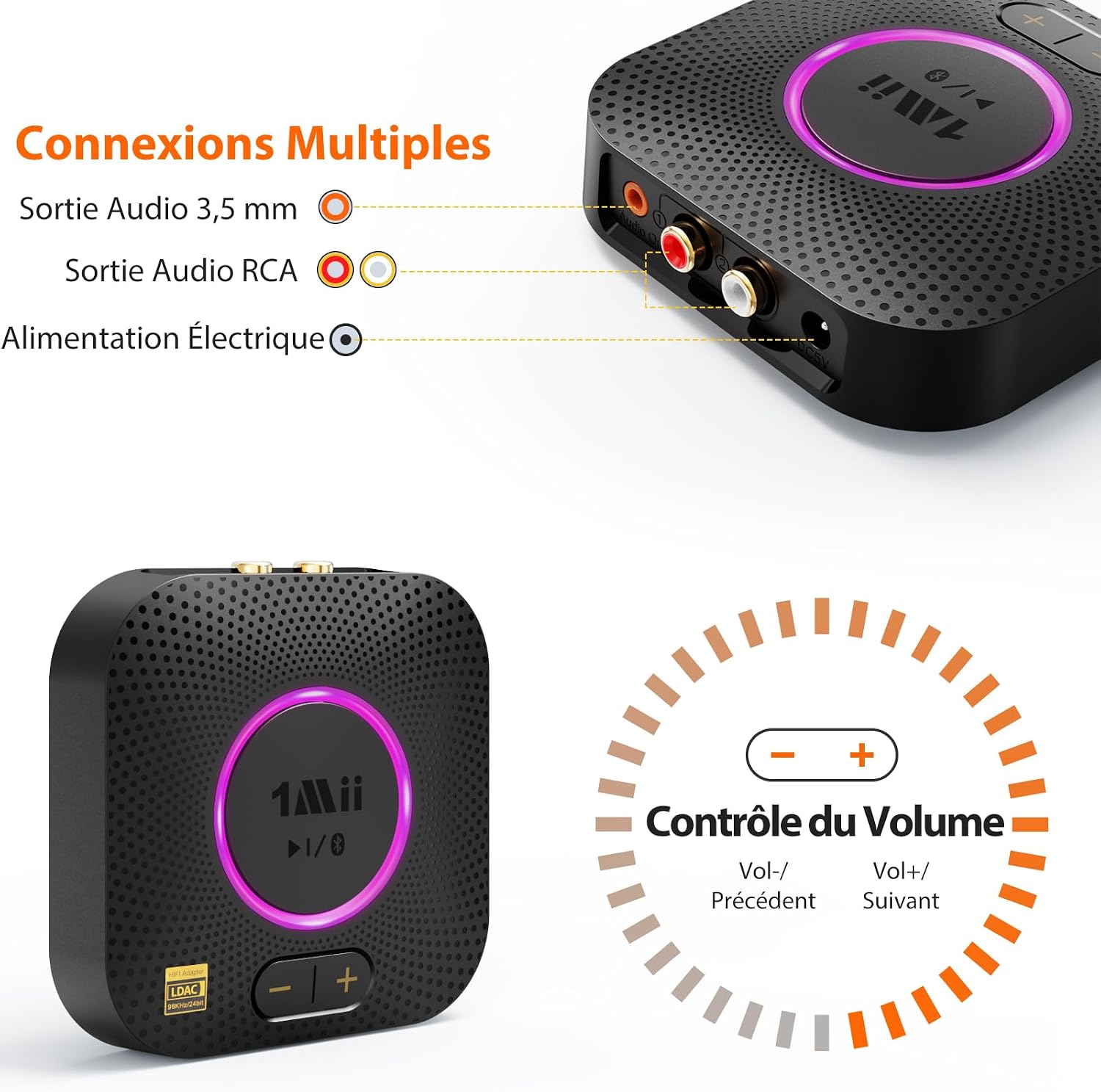 Thumbnail 5 de 1Mii B06S+ Récepteur Bluetooth 5.2 LDAC
