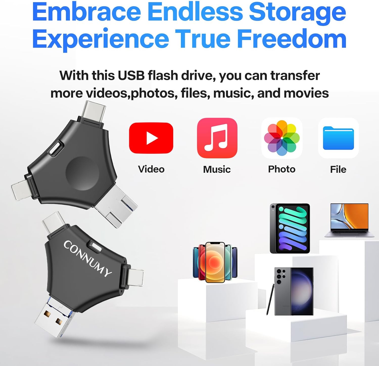 Thumbnail 4 de CONNUMY Chiavetta USB 256GB 4 in 1 per Phone, USB 3.0 / Type-C / Phone / Micro