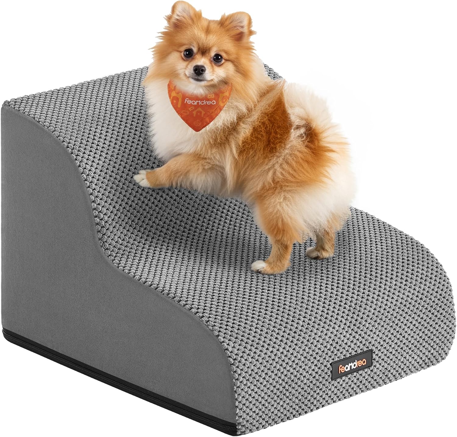 Feandrea 2-Step Dog Stairs (Waffle-Pattern Corduroy) PPS012GD01 in Dove Grey