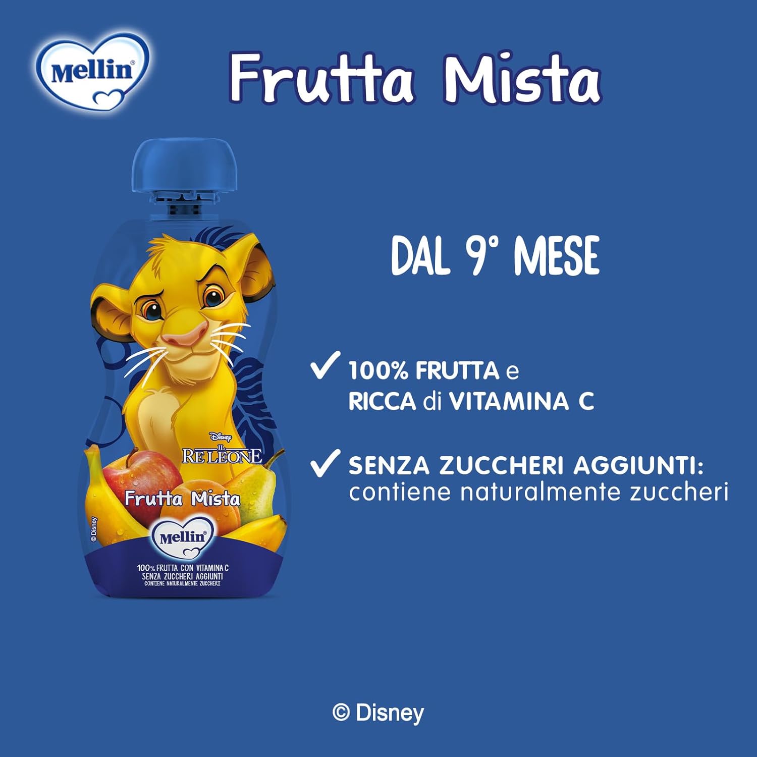 Thumbnail 3 de Mellin Pouch Disney Re Leone Merenda Frutta Mista – 6 Confezioni da 110 g