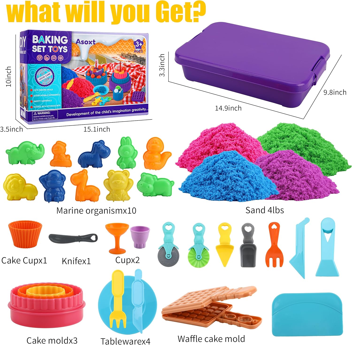 Thumbnail 3 de Asoxt Sensory Bin 43-piece sand play kit