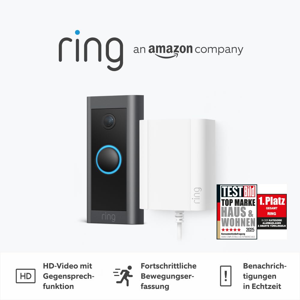 Detalle de Ring Videotürklingel Wired mit Netzteil – 1080p HD, Nachtsicht und Alexa-Funktion