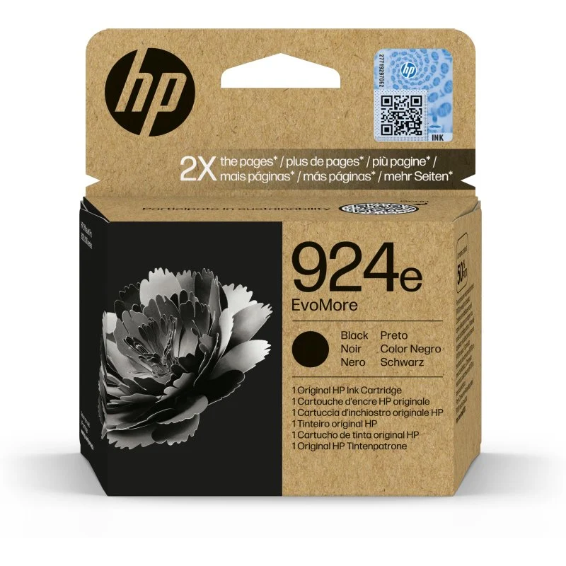 Detalle de Cartucho de Tinta Original HP 924e EvoMore Negro: rendimiento sostenible para tu oficina