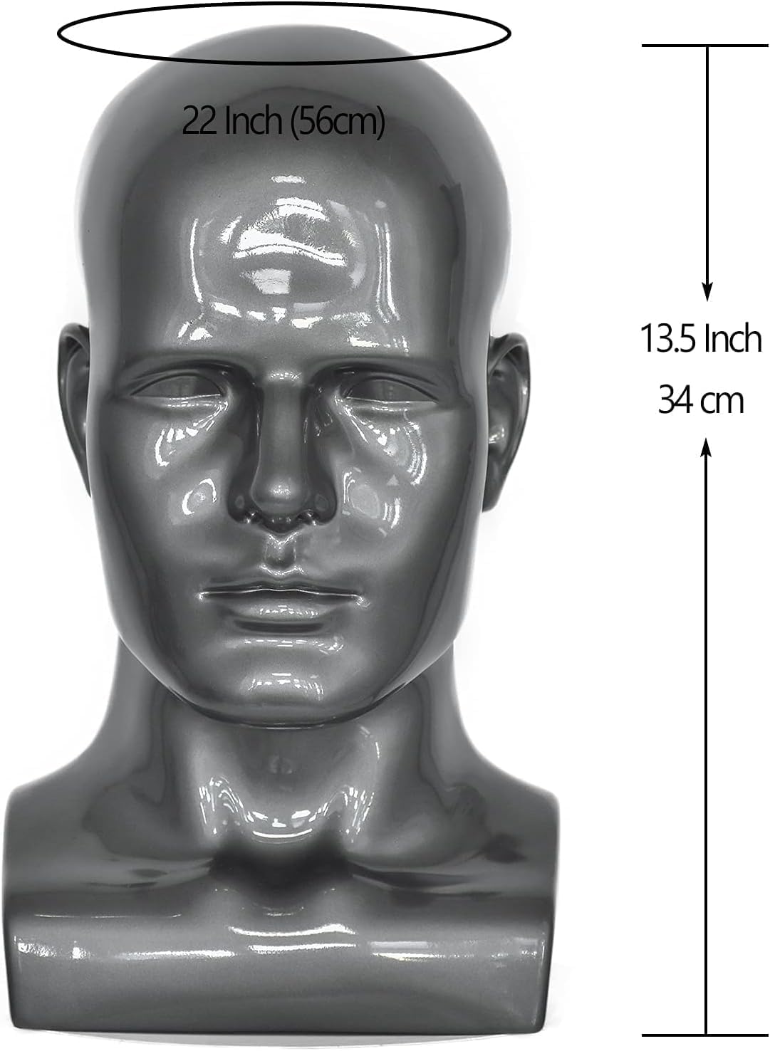 Thumbnail 2 de Tcwuzick Male Mannequin Head for Display – Professional PVC Head, Grey