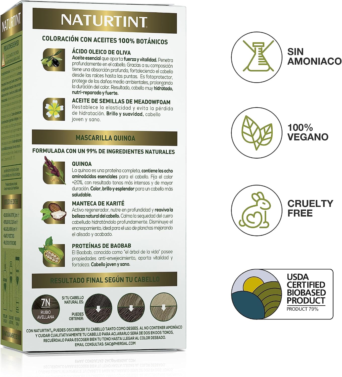 Detalle 1 de NATURTINT Biobased Rubio Avellana 7N 🌿 Tinte Natural Permanente