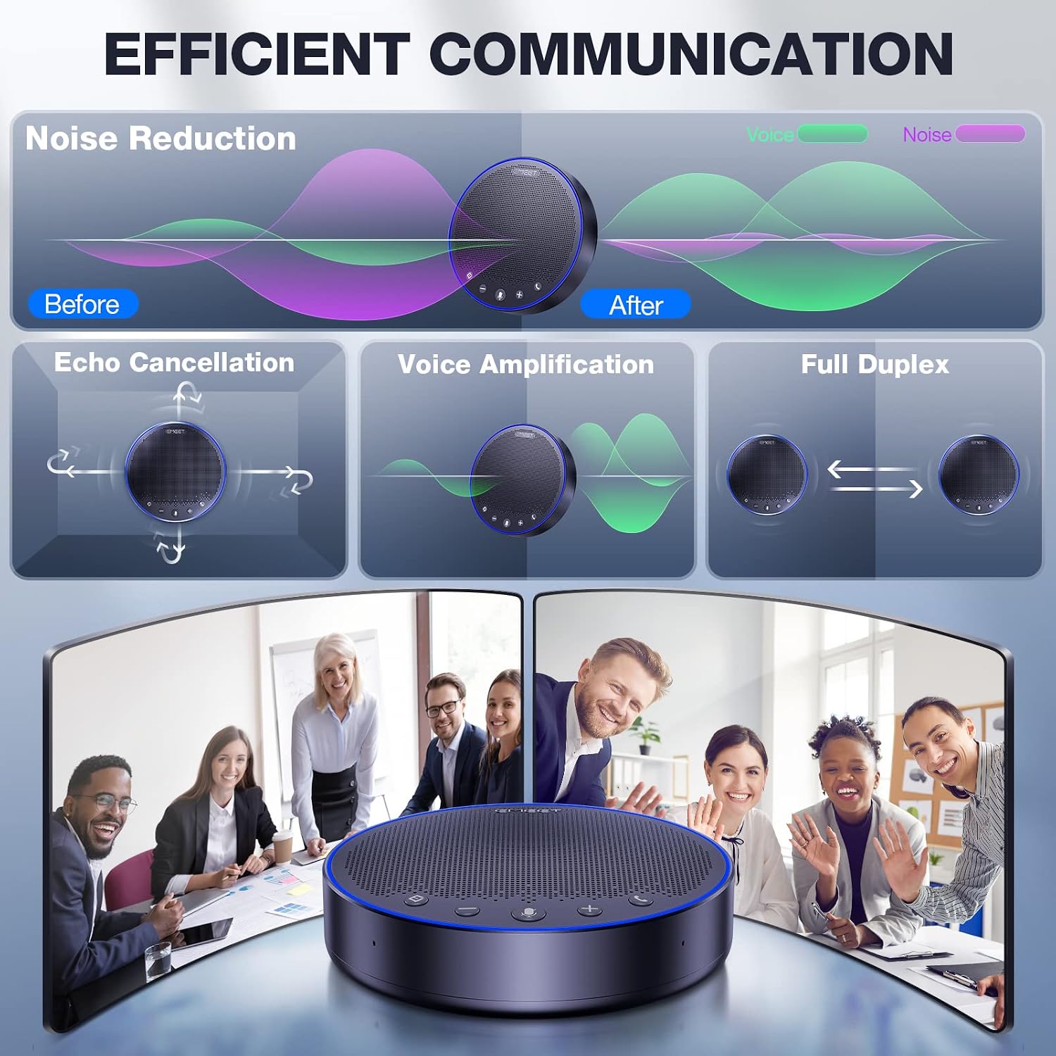 Thumbnail 2 de EMEET M3 Conference Speaker and Microphone — Zoom Certified Bluetooth Speakerphone with 4 AI Mics, 360° Pickup, 18H Talk Time