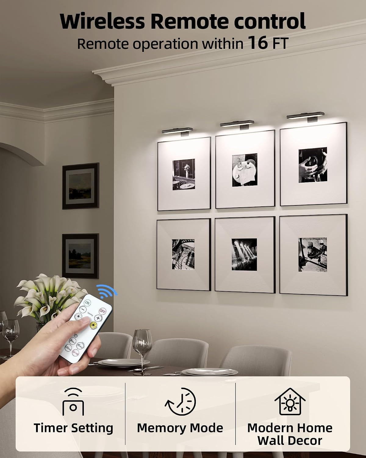 Detalle 2 de EZVALO PL01 Rechargeable Picture Lights, 7.8-Inch Black, 3-Pack