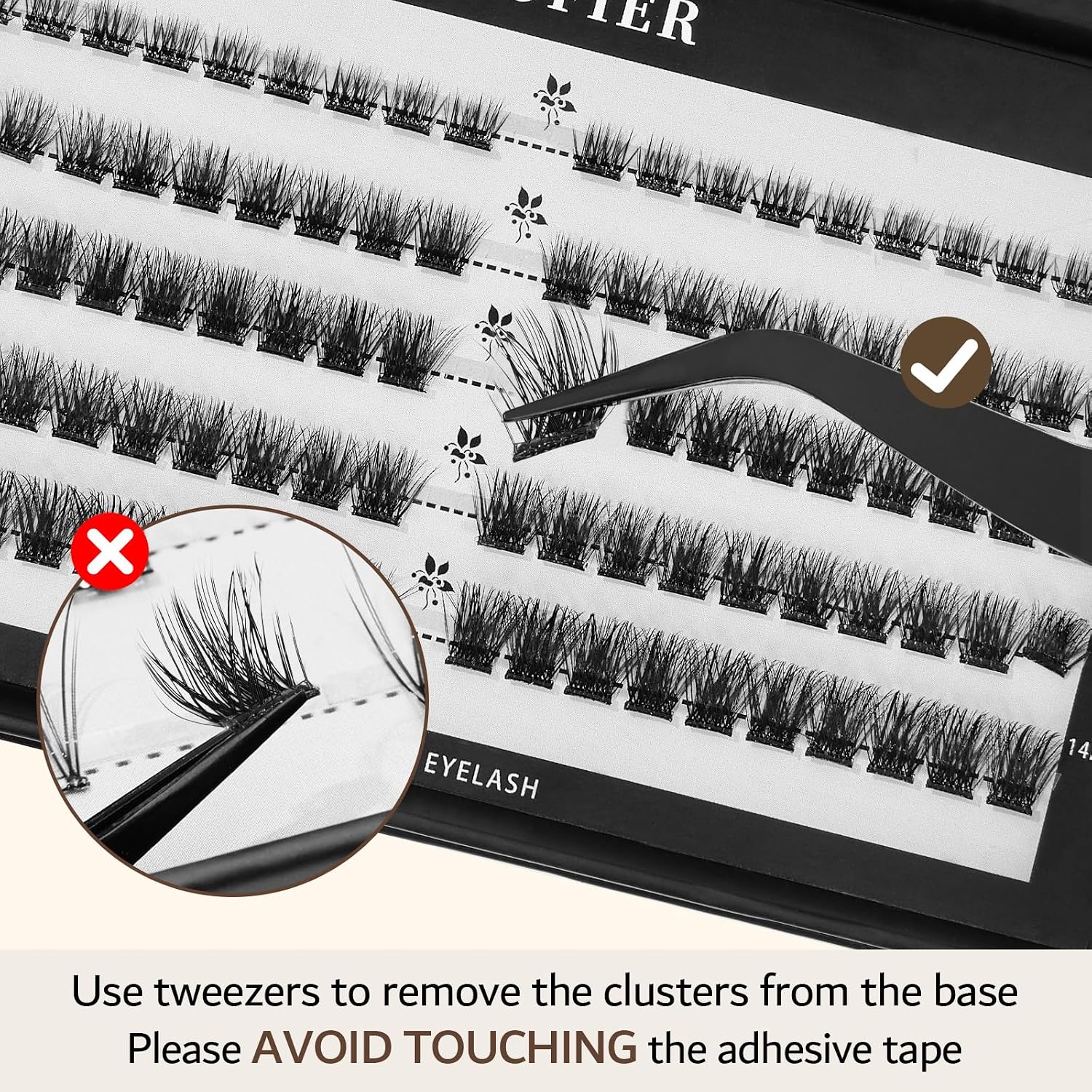 Detalle 2 de Cofier Glue-Free Wispy Lash Clusters Kit – 100 Pcs DIY Lash Extensions