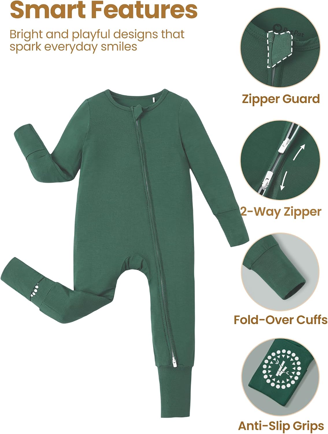 Detalle 1 de PATPAT Baby Footie Pajamas, 3-Pack