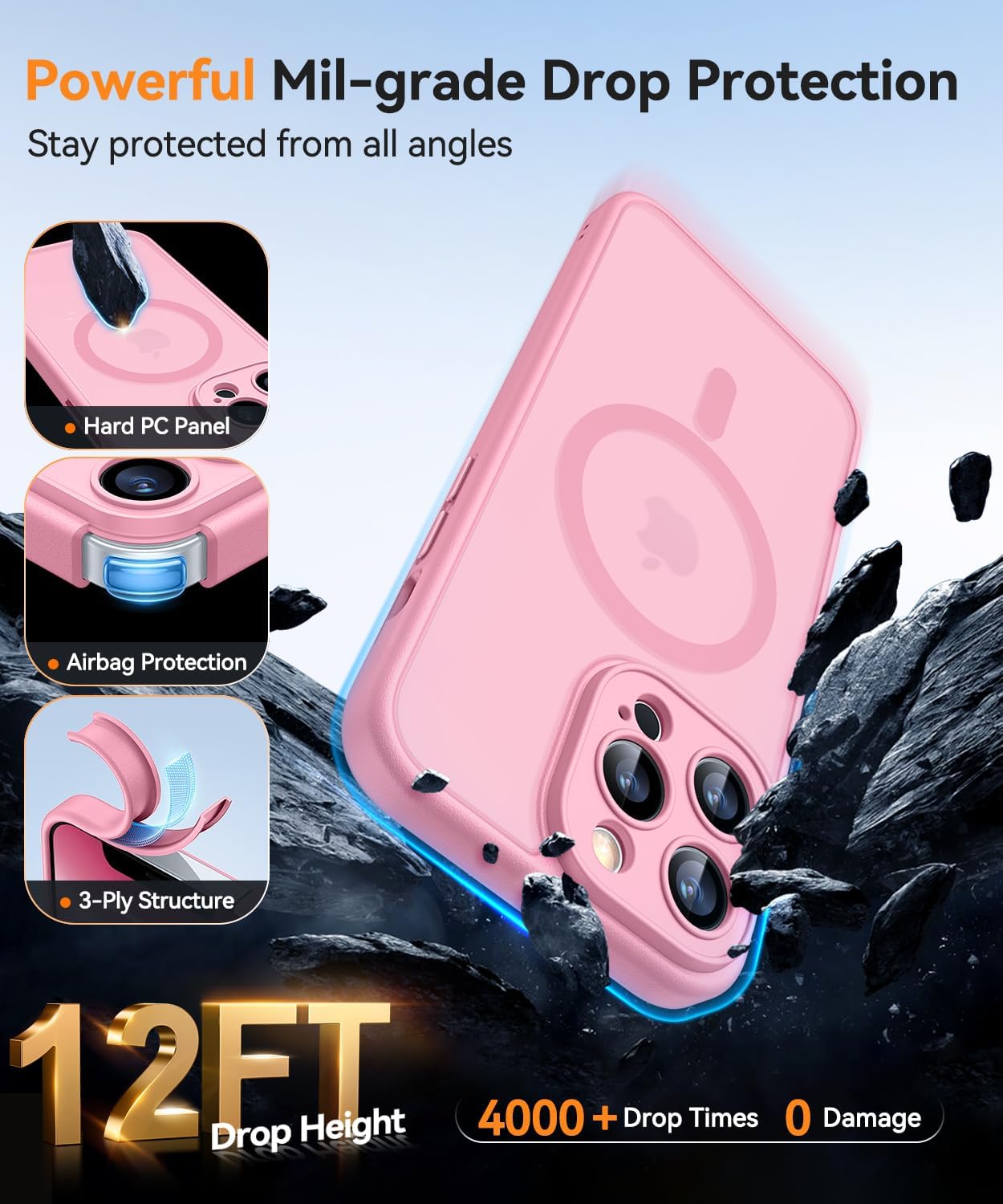 Thumbnail 6 de CANSHN Magnetic Case for iPhone 13 Pro Max (6.7-inch) with full camera protection – Pink