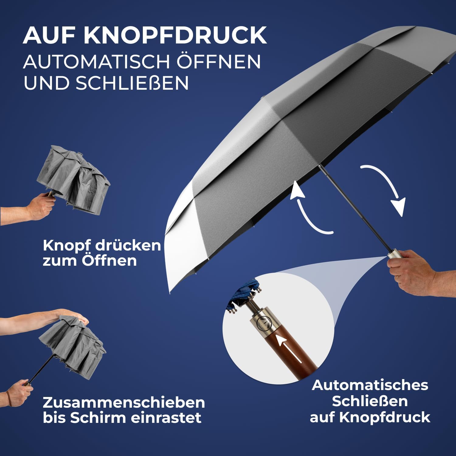Detalle 2 de LOGAN & BARNES Taschenschirm sturmfest Ø103cm