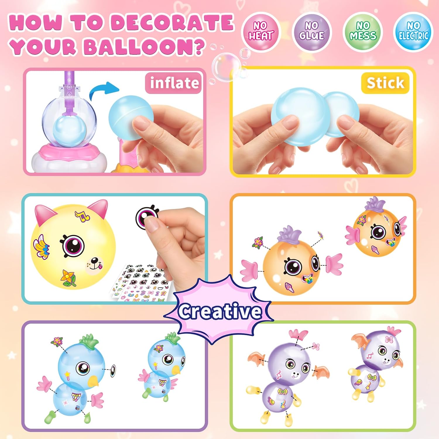 Thumbnail 6 de Nicknack Pink Princess DIY Magic Sticky Balloon Kit – 195 PCS for Crafty Kids (Ages 3–12)
