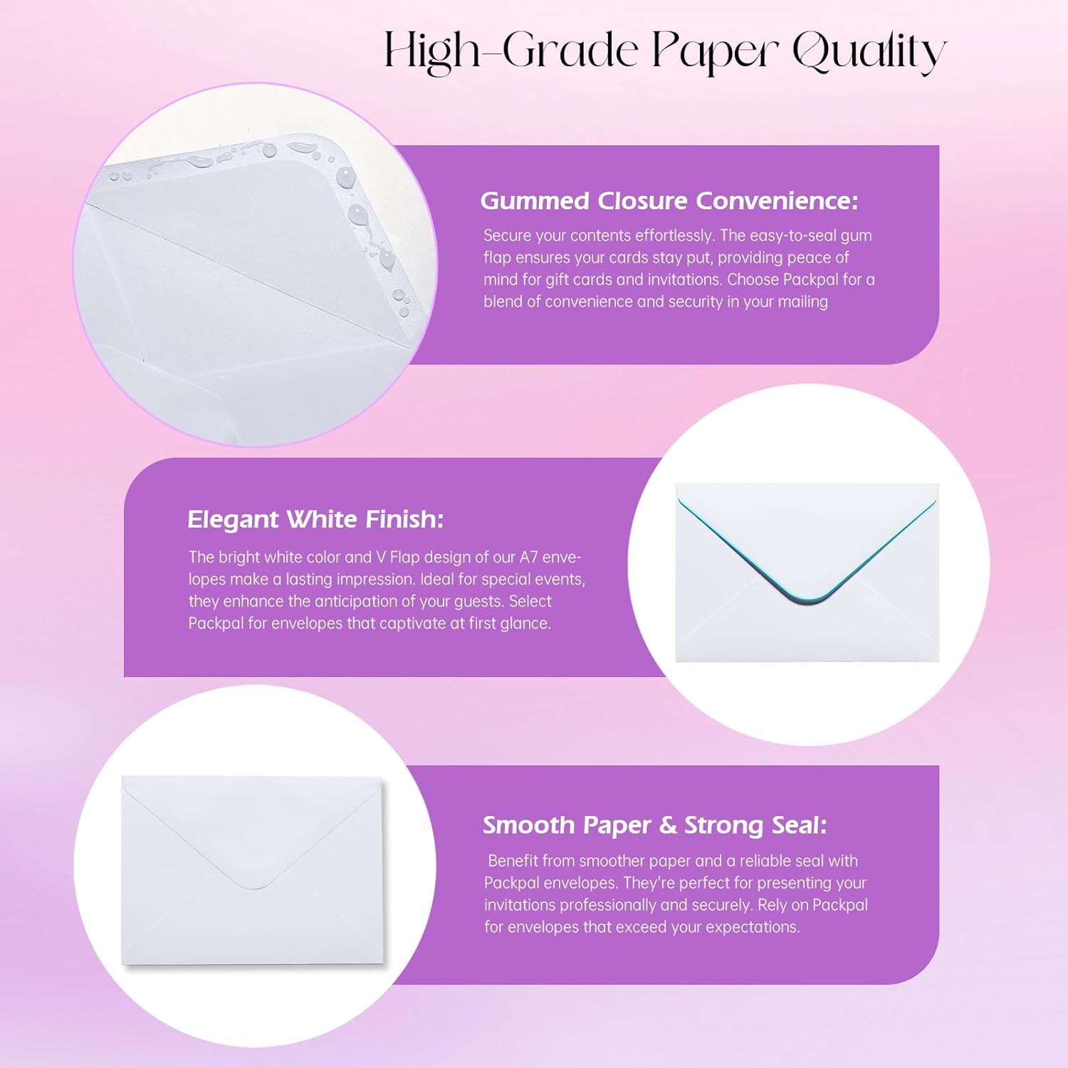 Detalle 1 de Packpal Blank Folded Cards and Envelopes, 50-Pack, White 4 x 6 in