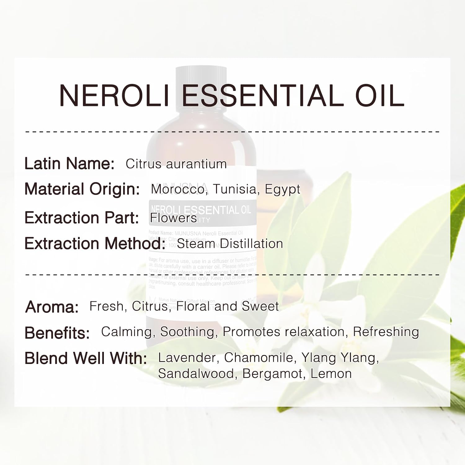 Detalle de MUNUSNA Neroli Essential Oil 100ml