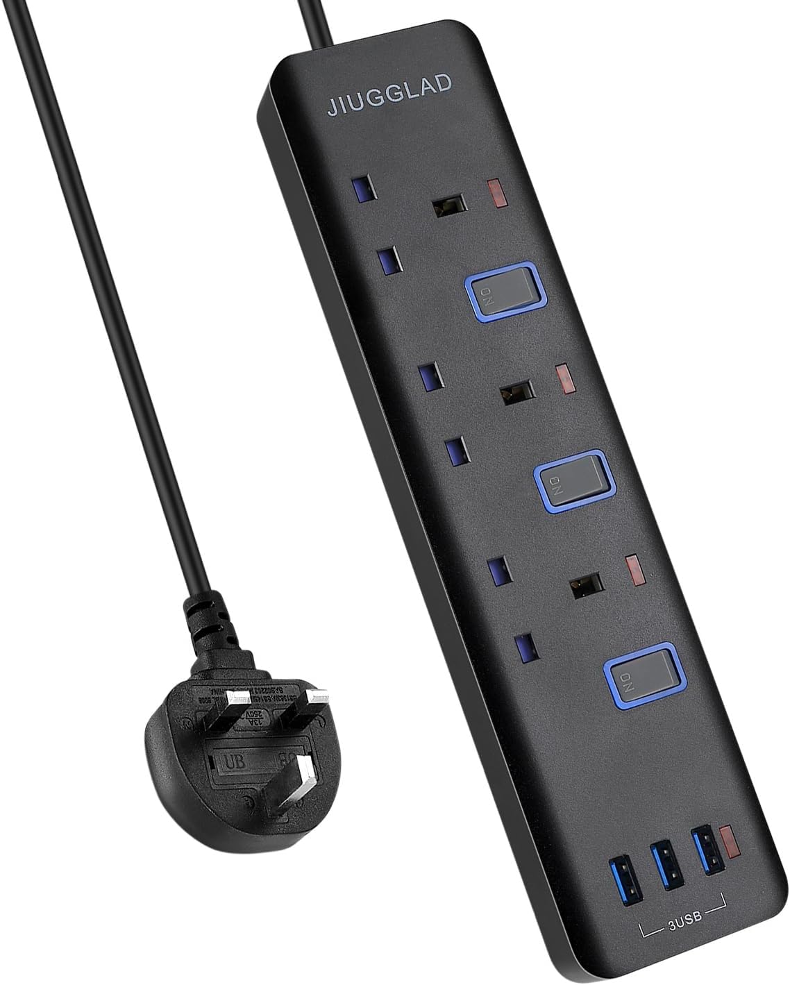 Detalle de Extension Lead with USB Slots(3 USB), 1.8M Extension Cable, 3 Way Plug Extension Socket with Individual Switches, Wall Mount Extension Cord for Home, Office
Extension Lead with USB Slots(3 USB), 1.8M Extensi…