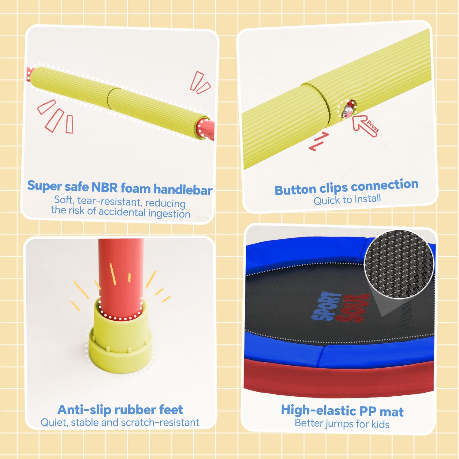 Thumbnail 2 de SPORTSOUL Mini Trampoline 3ft for Kids 3-6