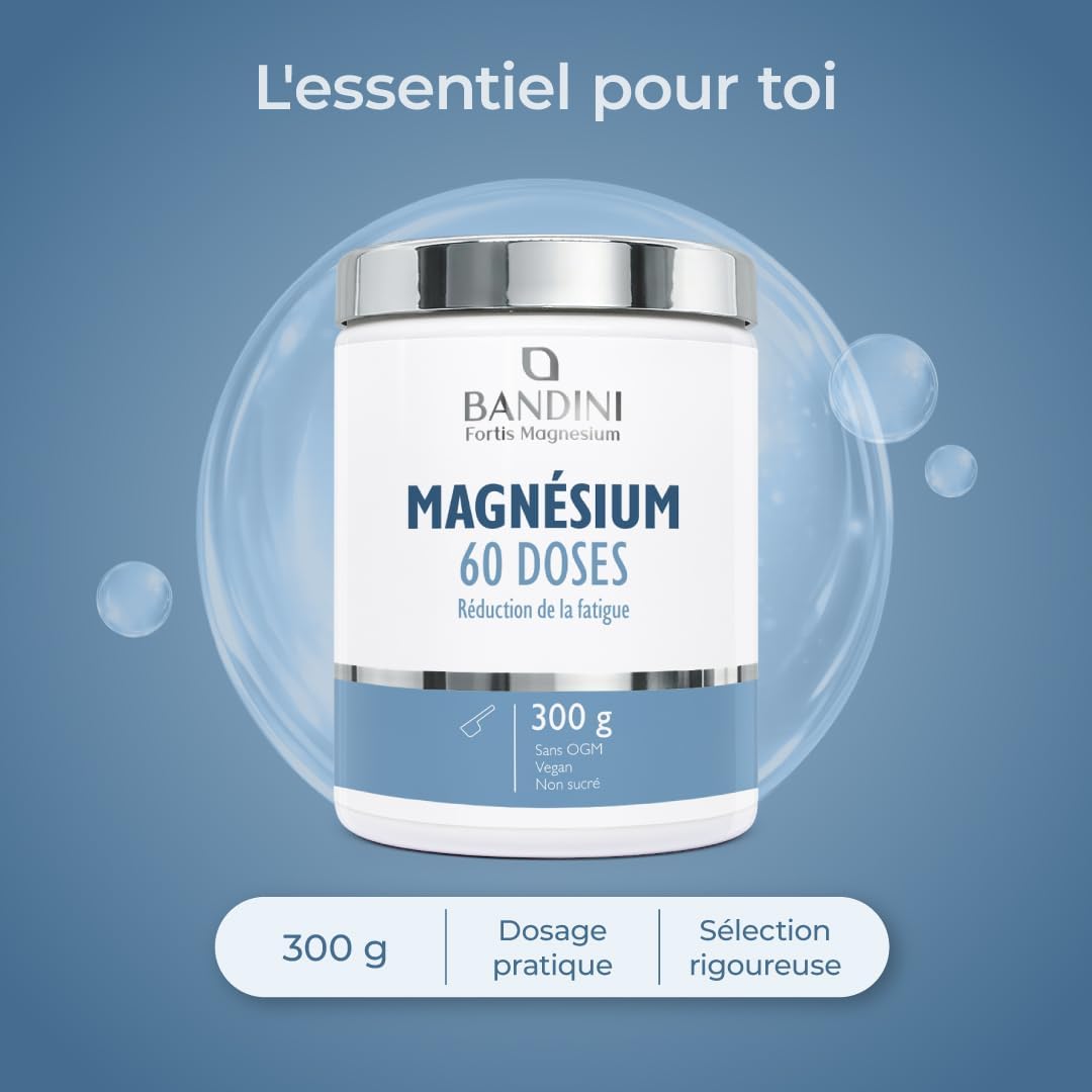 Thumbnail 6 de Bandini® Magnésium en Poudre 300 g – Source de Citrate de Magnésium, sans OGM