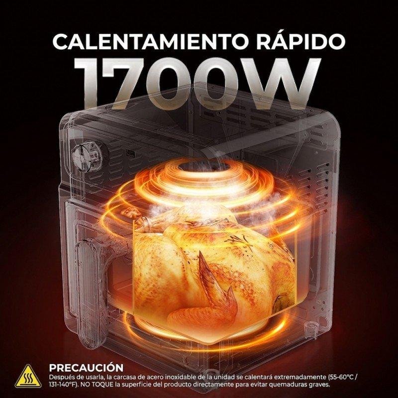 Detalle 2 de Freidora de Aire Welltin ROUNY 6L 1700W: cocinado saludable sin plásticos y con temporizador