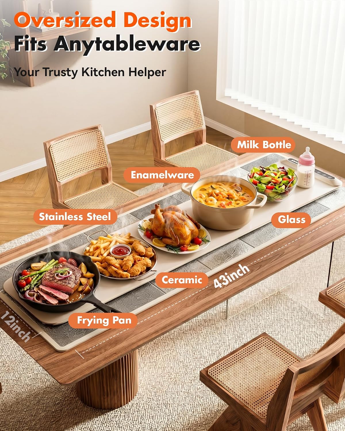 Thumbnail 5 de LBOLHZO Warming Mat for Food – Extra Long 43" x 12", 600W with 6 Temp Levels