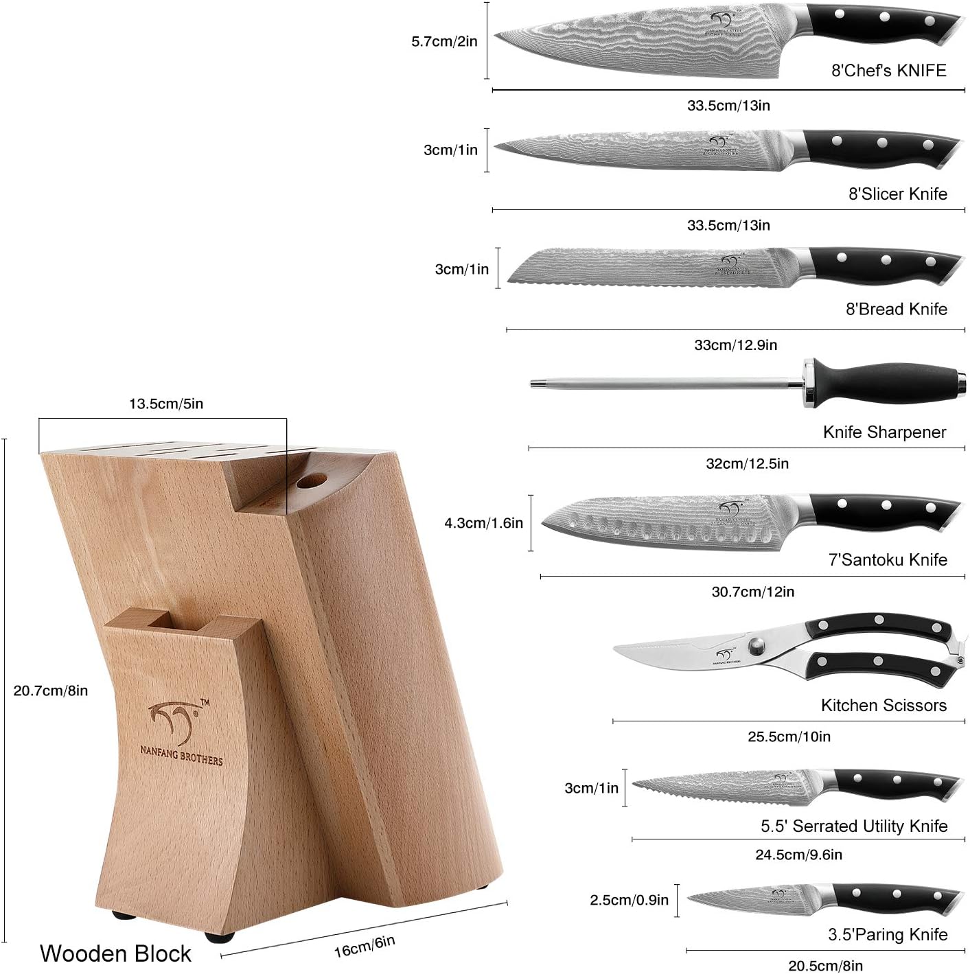 Thumbnail 1 de NANFANG BROTHERS Damascus Knife Set, VG10 Steel